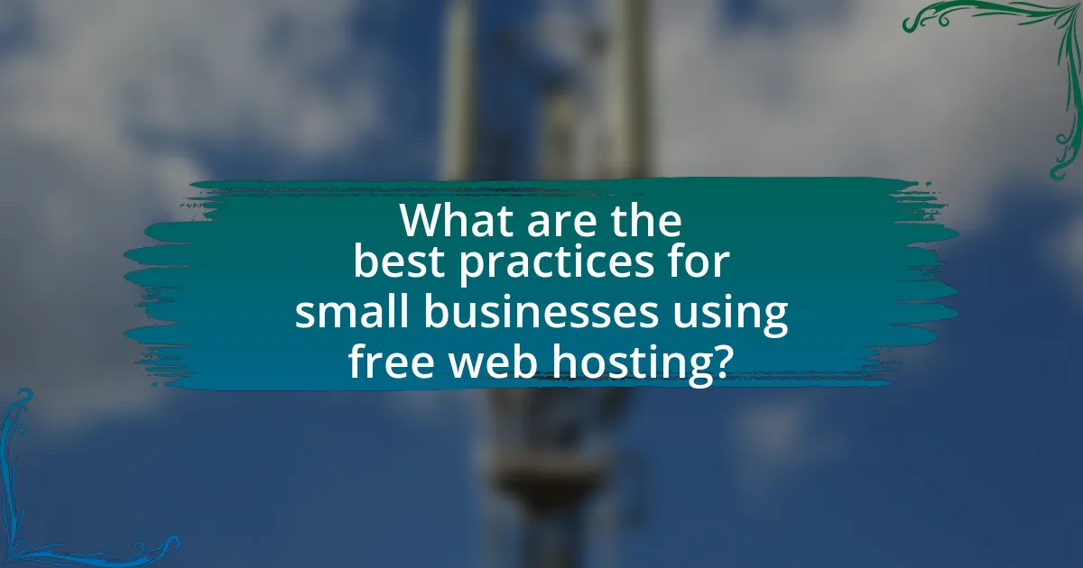 What are the best practices for small businesses using free web hosting?
